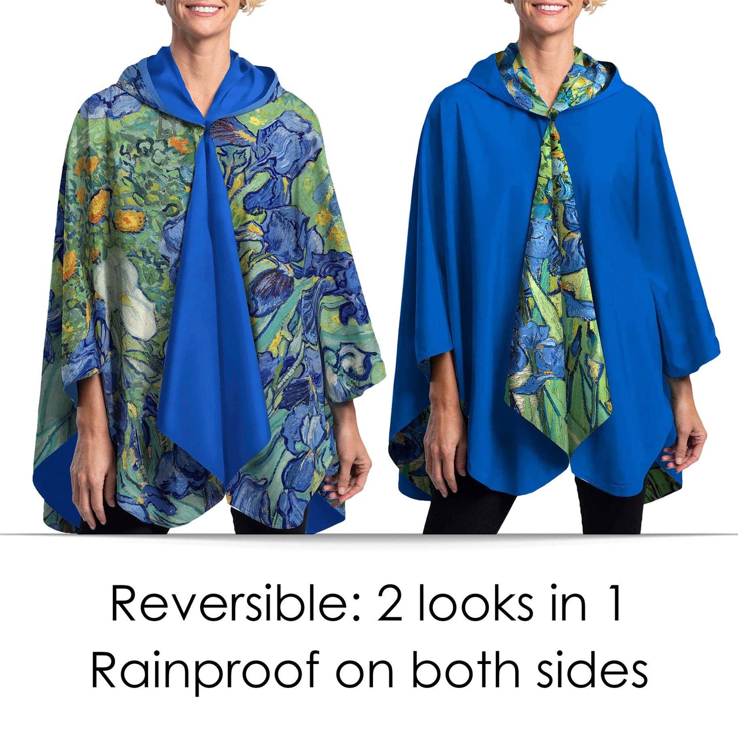 Van Gogh Irises Reversible Rain Cape