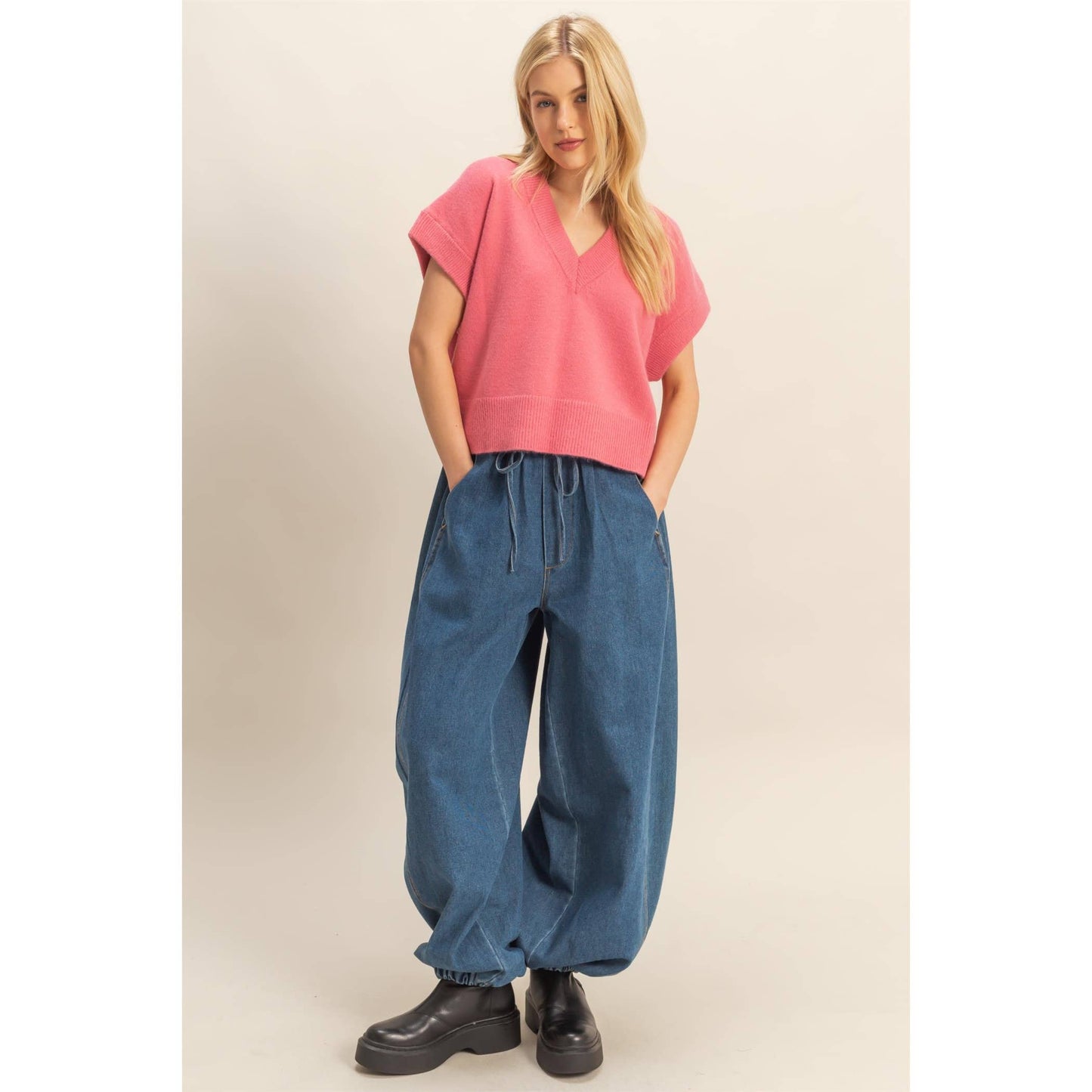 Oversized V-Neck Sweater Vest