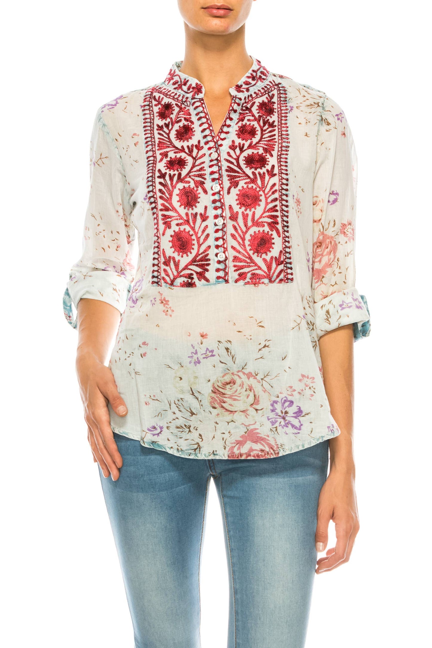 Vintage Tunic with Floral Embroidery