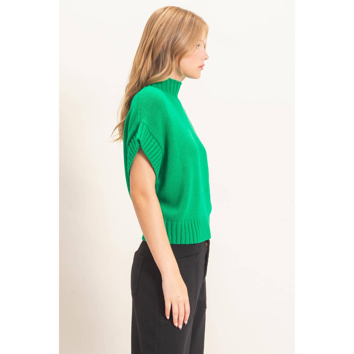 Ribbed Mock Neck Sweater Vest