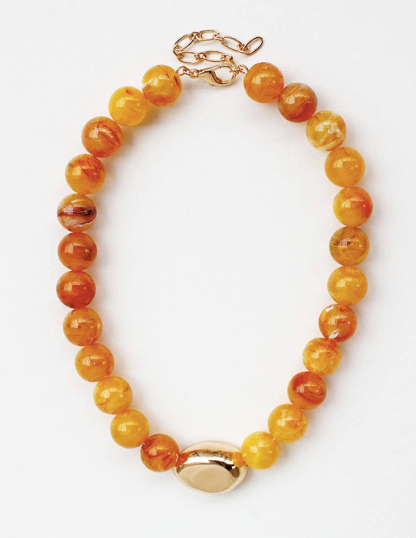 Gold Eye Accent Beaded Statement Necklace