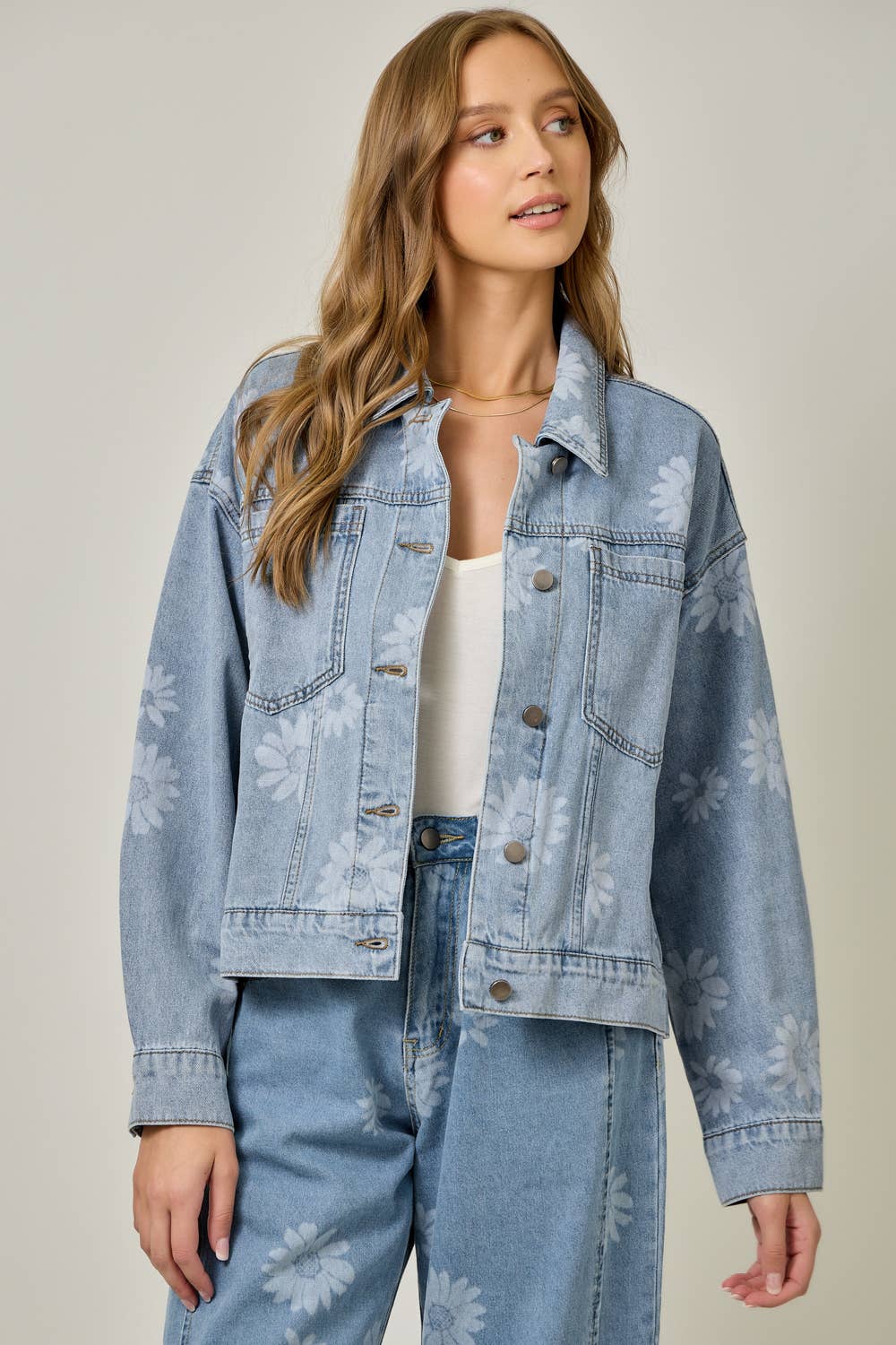 Floral Printed Denim Jacket