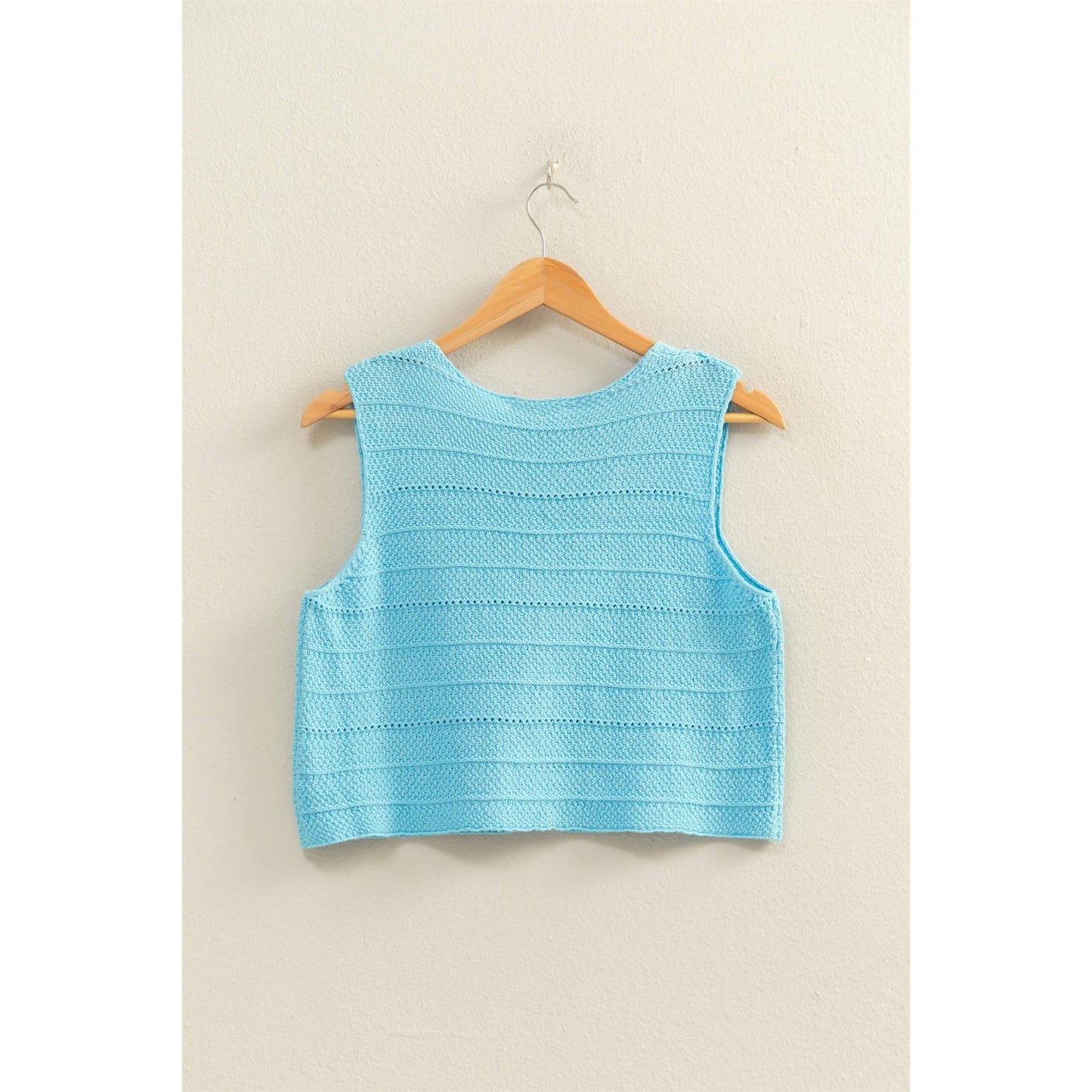 V-Neck Textured Sleeveless Knit Vest