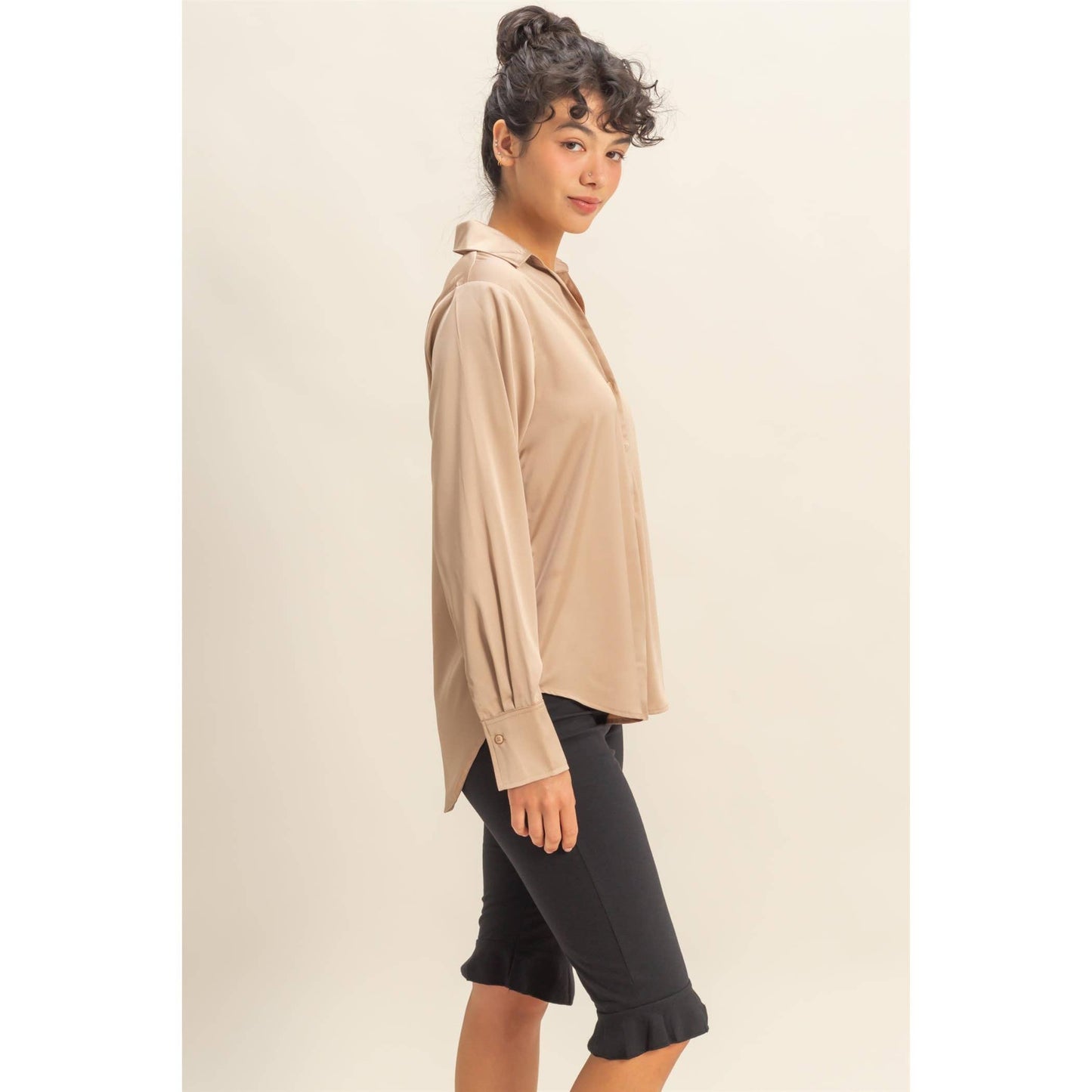 Button-Up Satin Shirt