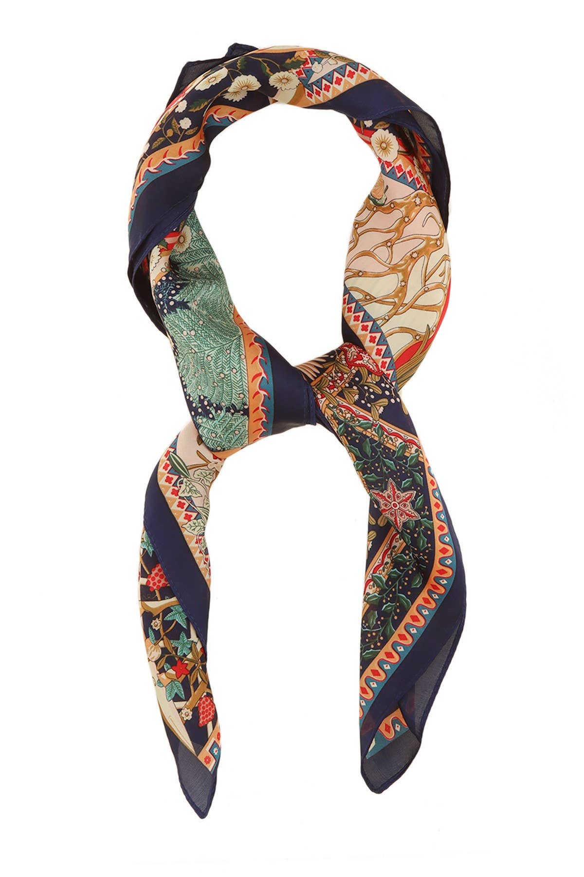 Tree And Bird Print Bandana Scarf