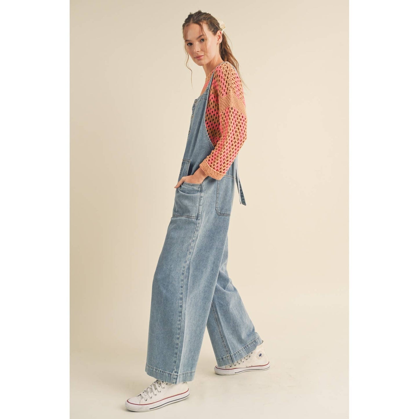 OPEN BACK DENIM OVERALL