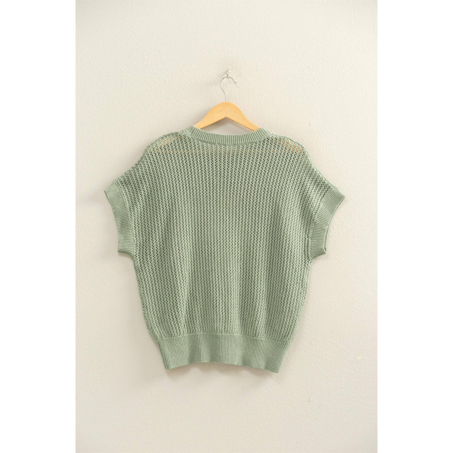 Open-Knit Dolman Sleeve Top