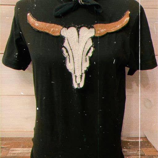 Sequin Bull on Black Crew