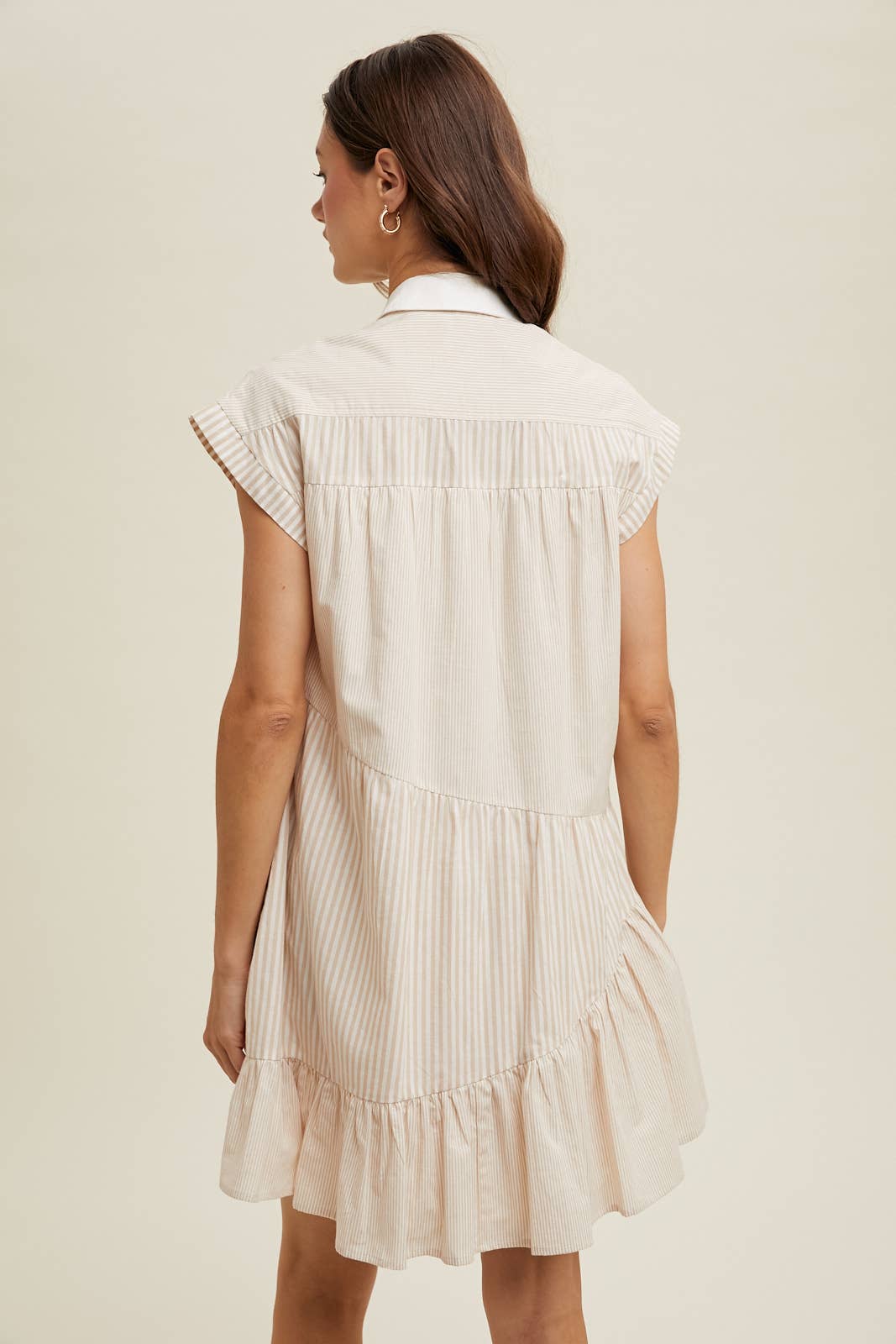 MULTI-STRIPED BUTTON-UP MINI DRESS