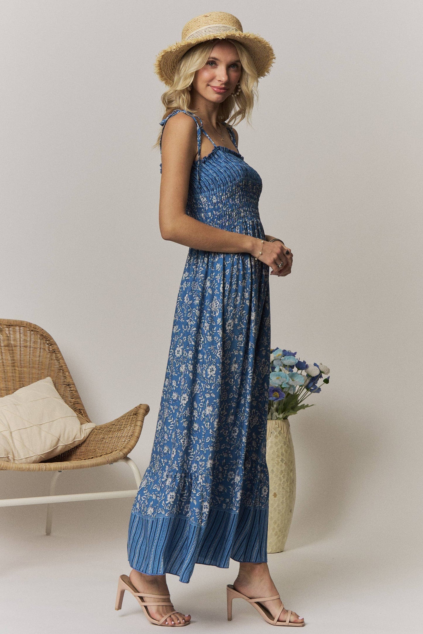 SMOCK TOP FLORAL DRESS