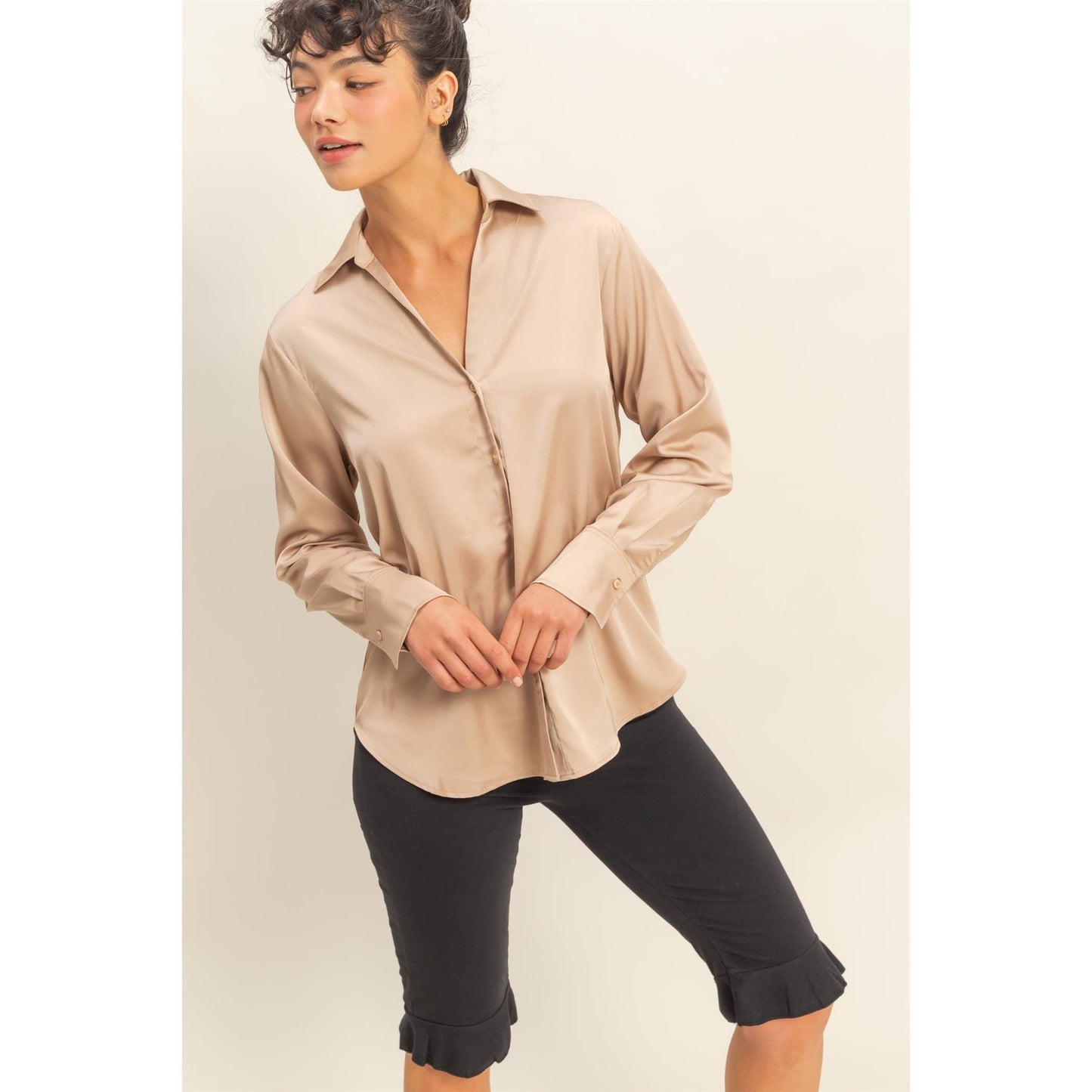 Button-Up Satin Shirt