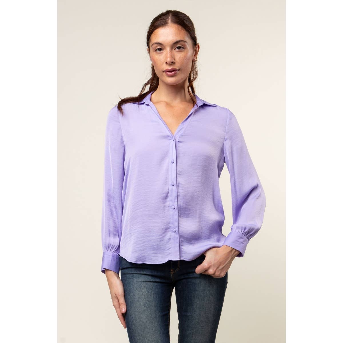 Classic V-Neck Button Down