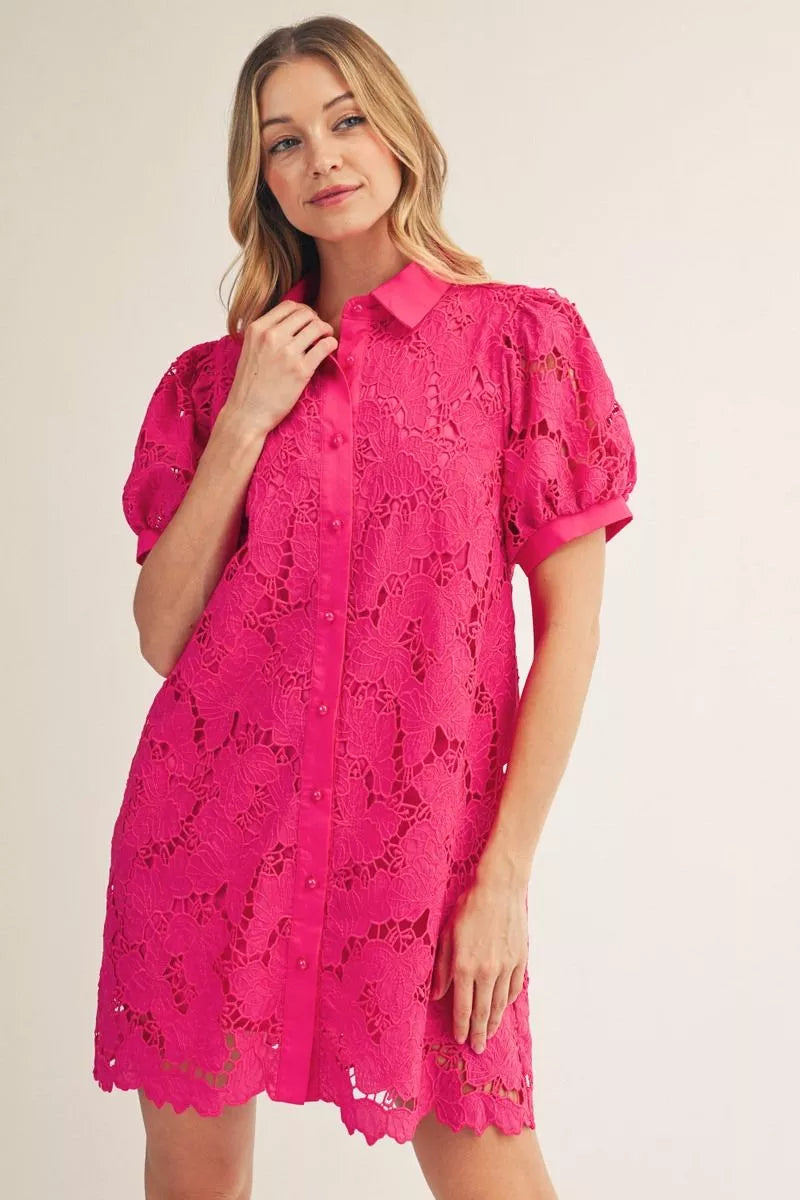 Short sleeve eyelet dress