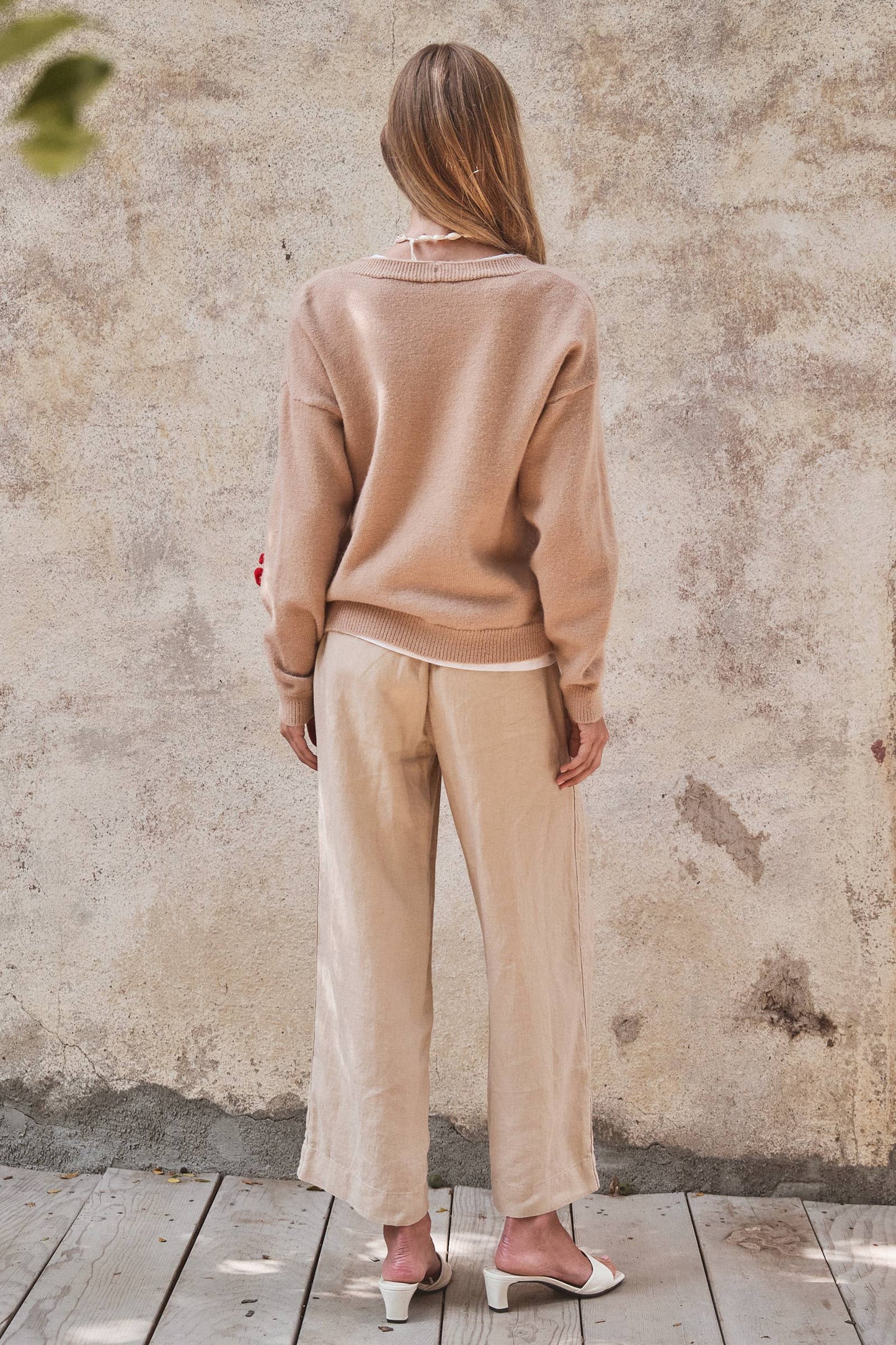 Linen Wide-Leg Drawstring Pants