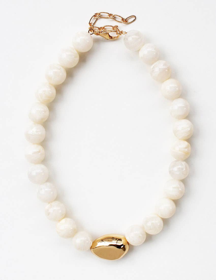 Gold Eye Accent Beaded Statement Necklace