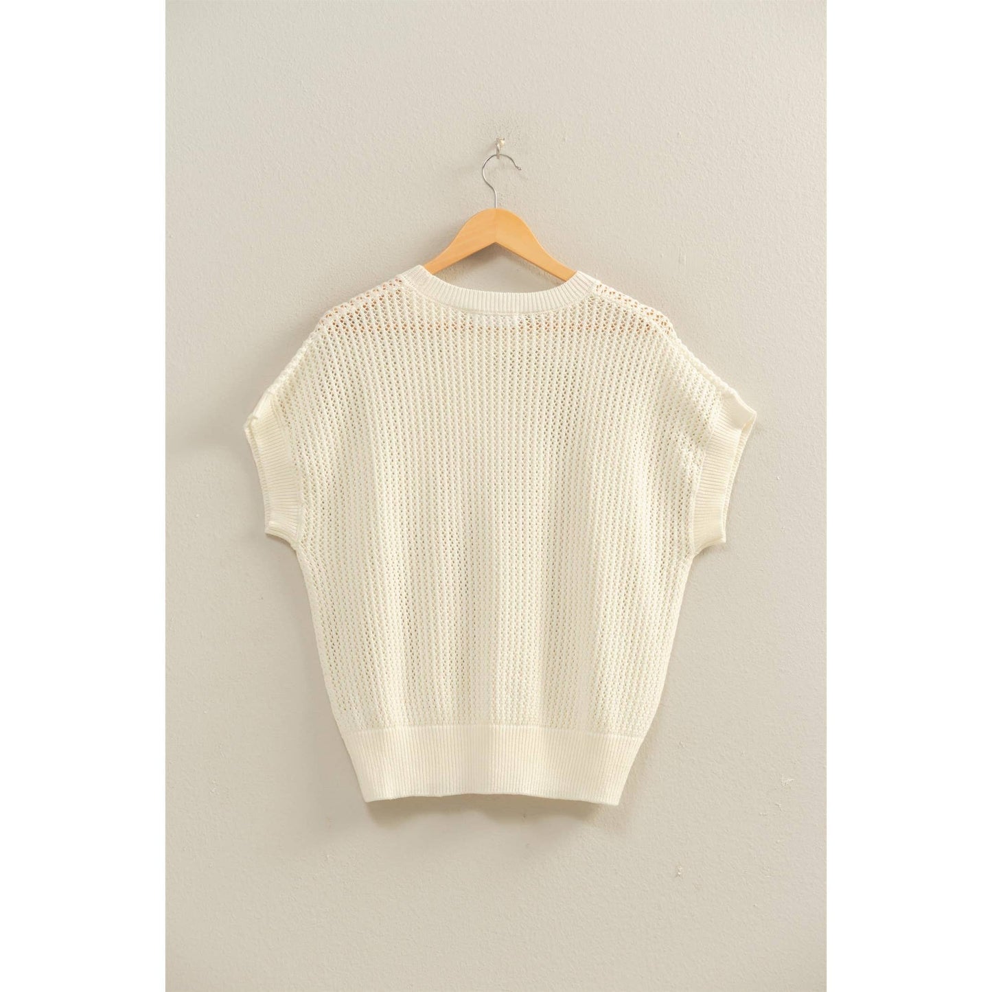 Open-Knit Dolman Sleeve Top