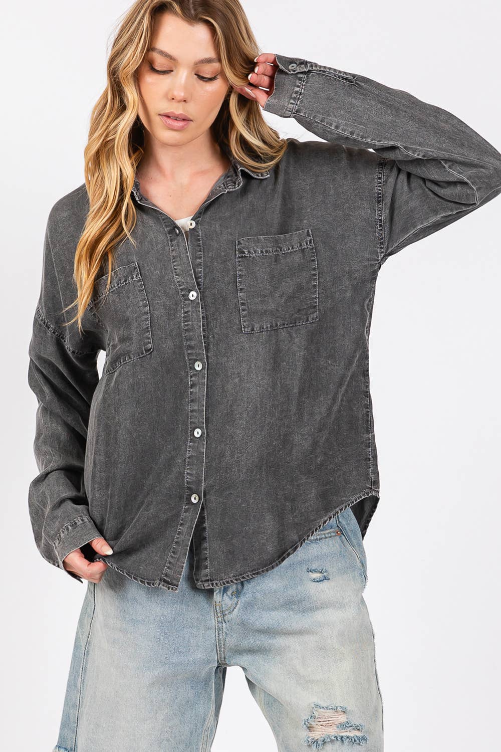 TENCEL DENIM BUTTON DOWN