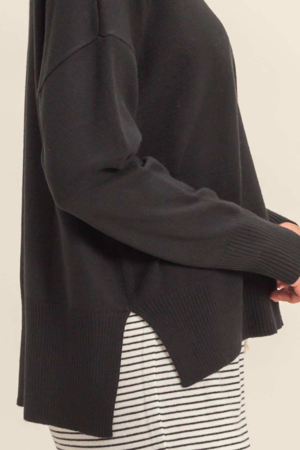 Round Roll Neck Drop Shoulder Sweater