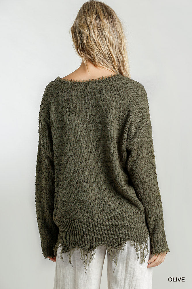 Pullover sweater - Frayed Hem