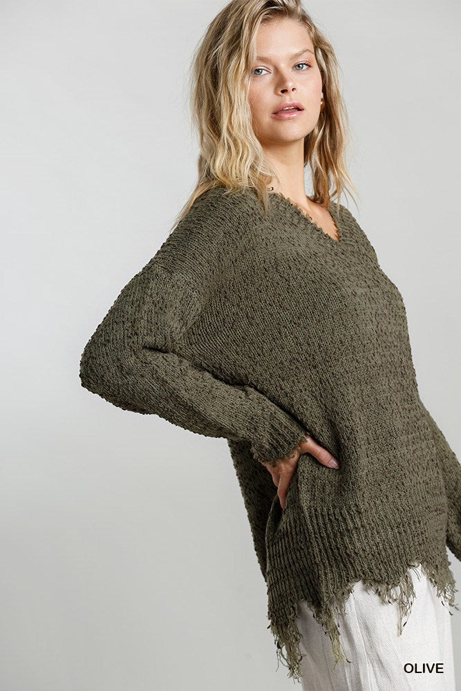 Pullover sweater - Frayed Hem
