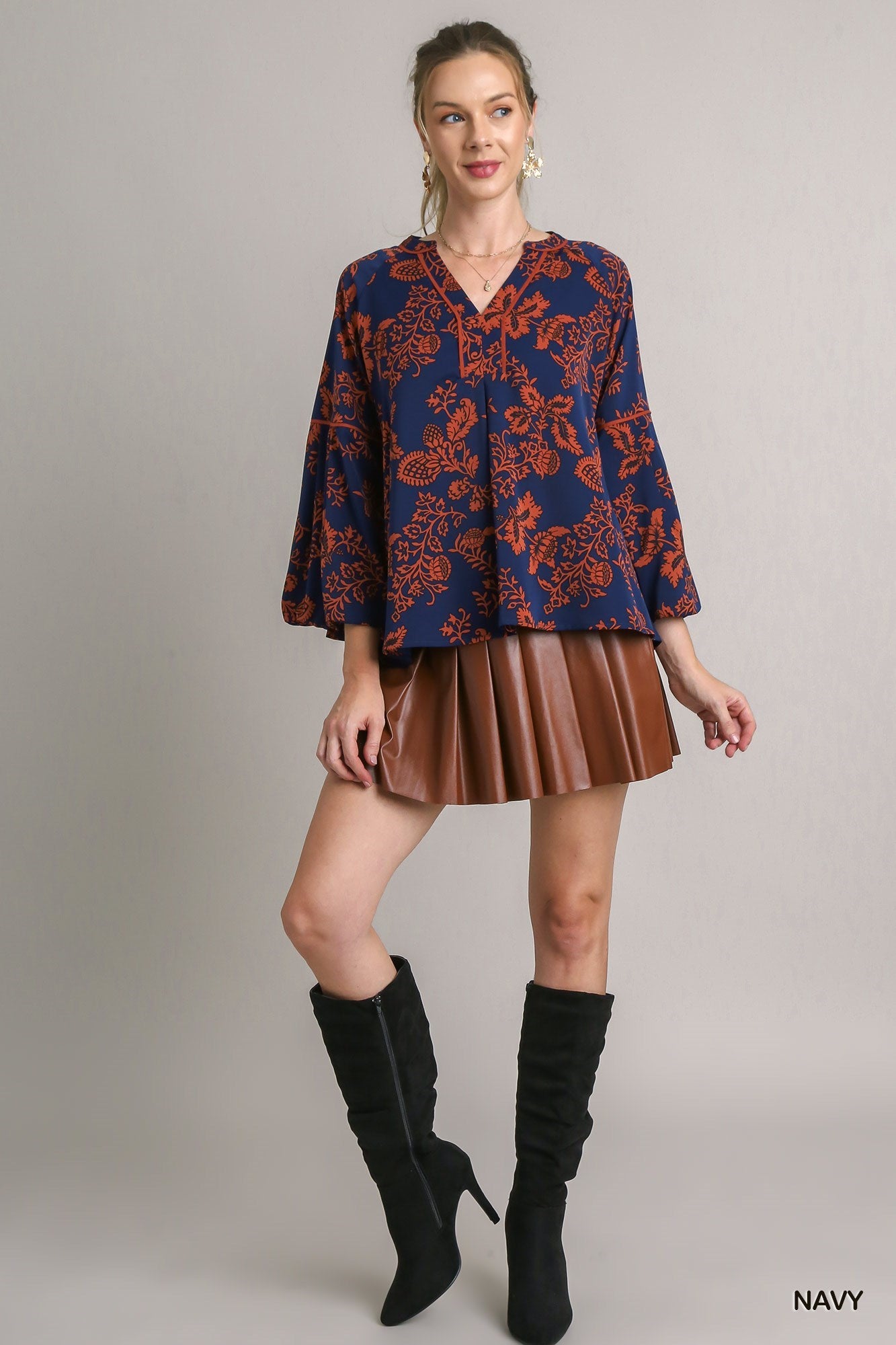 Balloon Sleeve Printed  Top