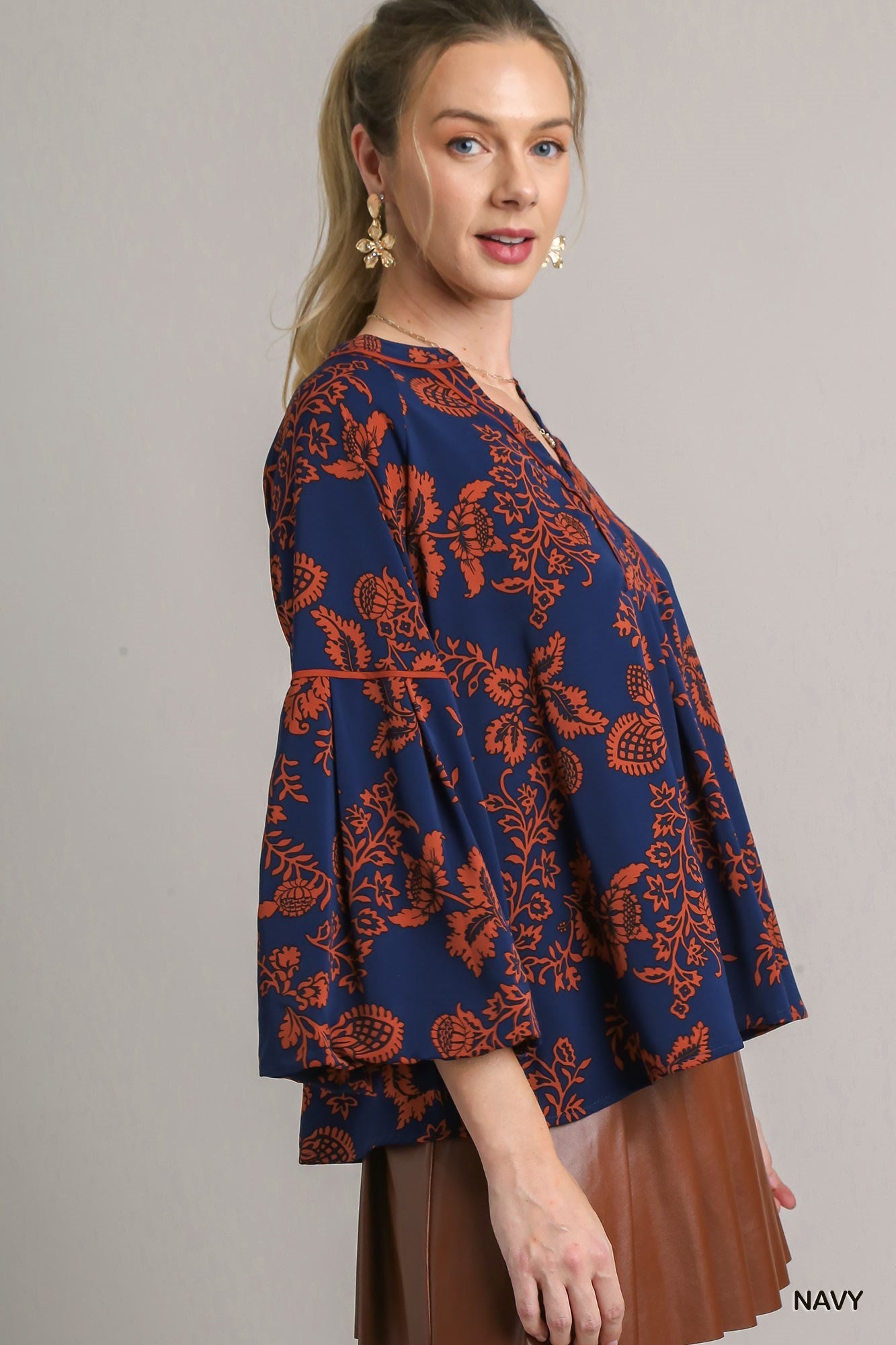 Balloon Sleeve Printed  Top