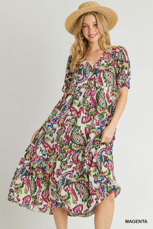 Paisley Tiered Midi Dress
