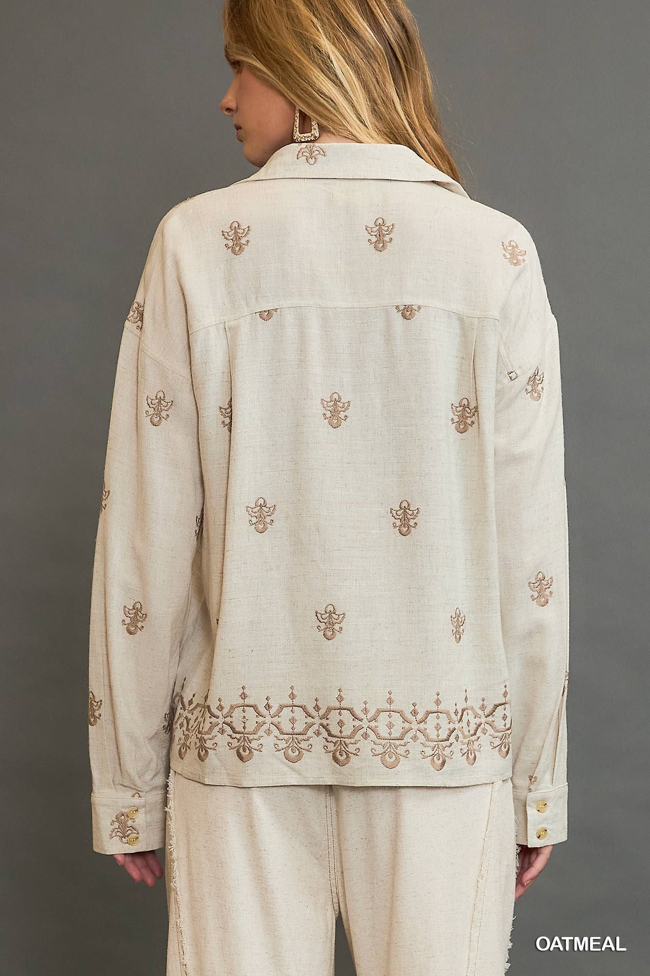 Linen Blend Embroidered Shirt