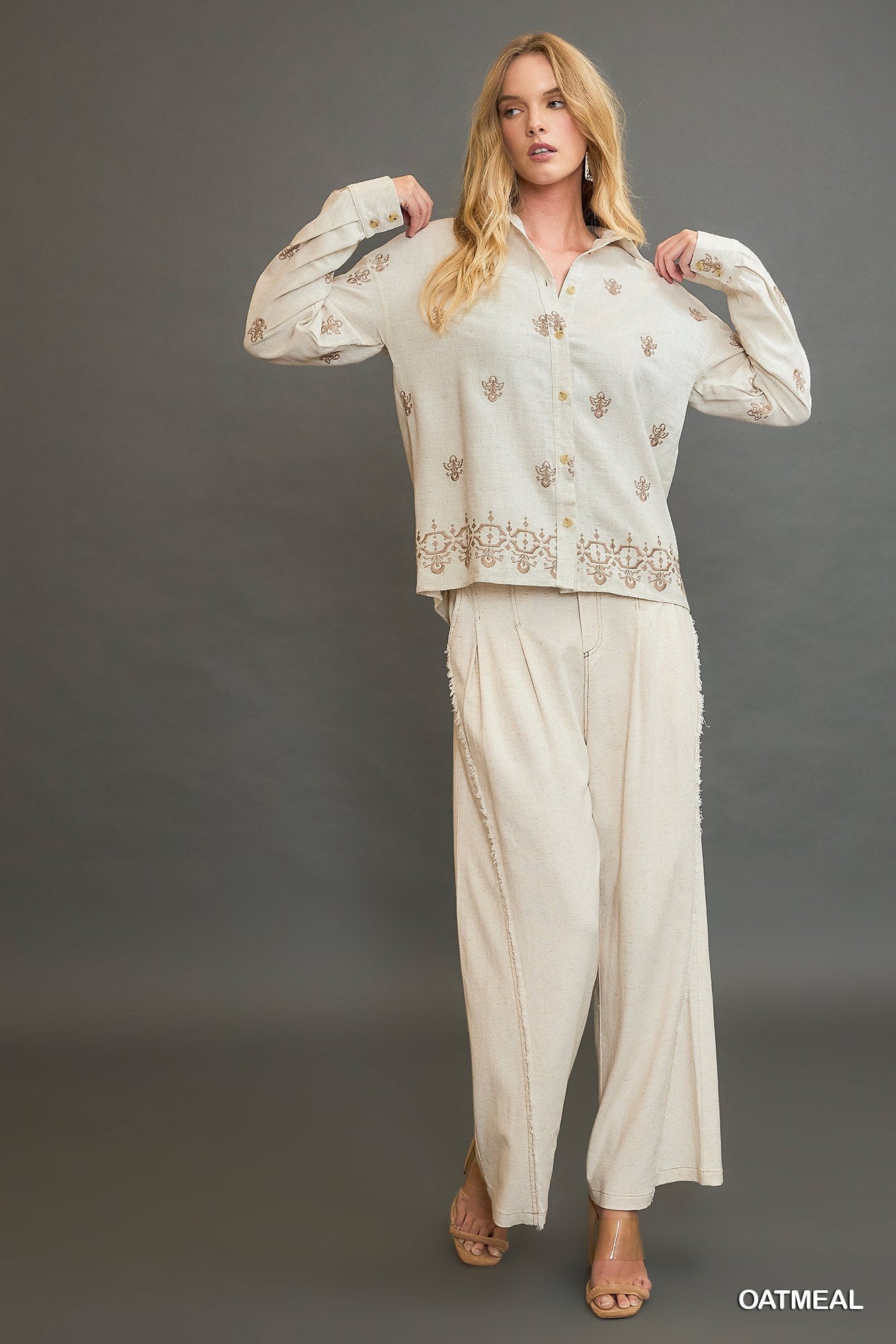 Linen Blend Embroidered Shirt