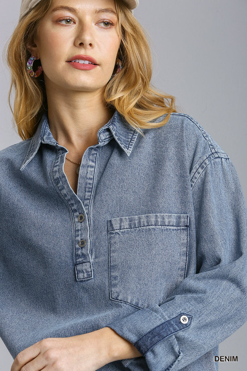 Collared Denim Dress