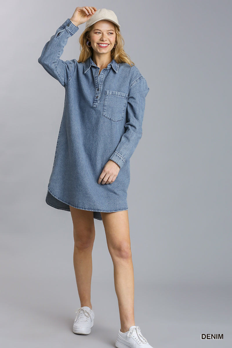 Collared Denim Dress