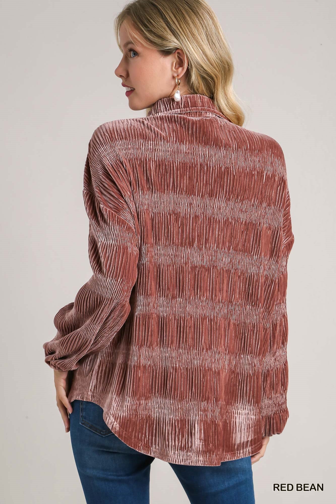 Tiered Gather Smocked Velvet Top