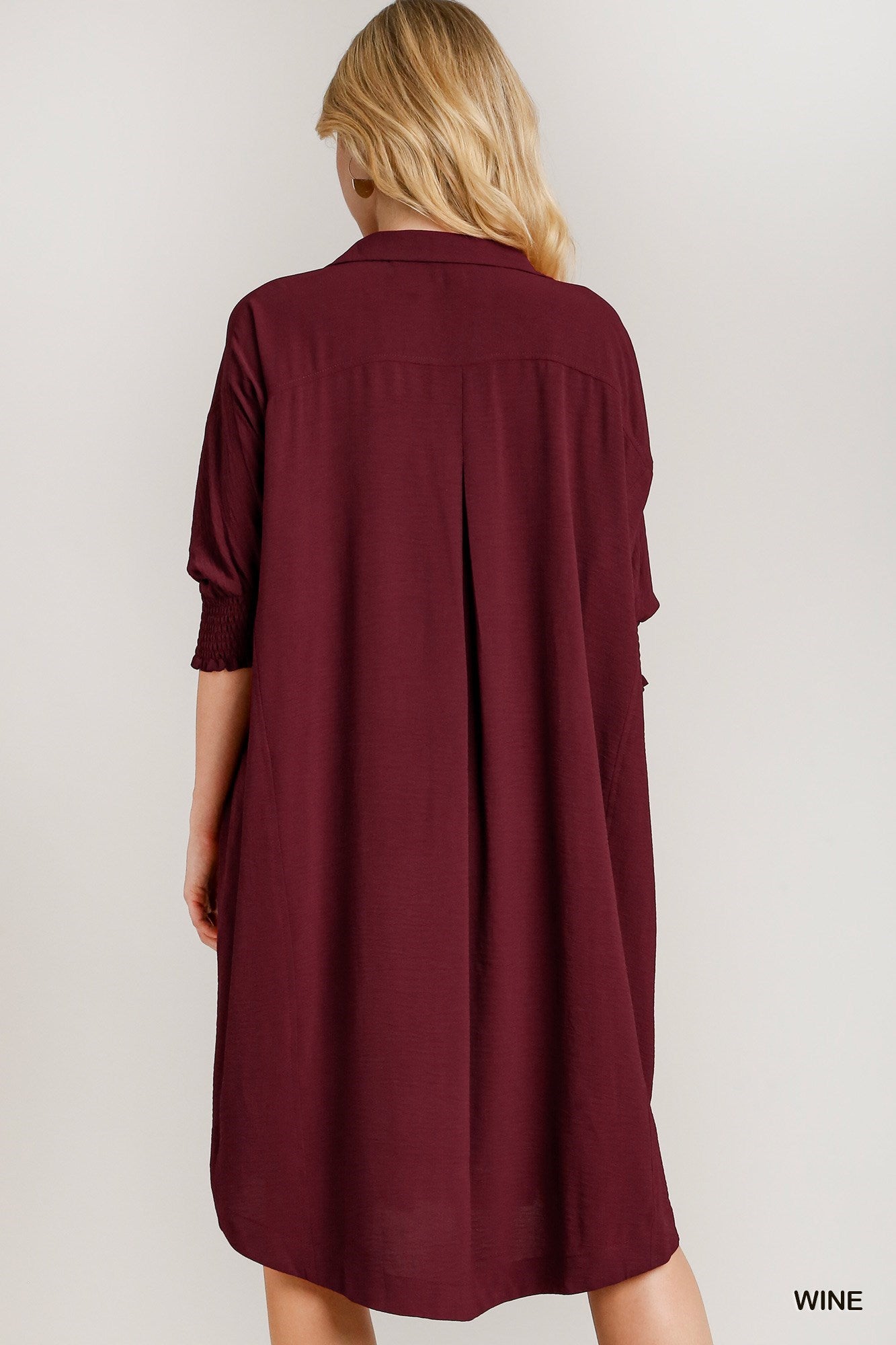 3/4 Sleeve Oversized High Low Hem Dress