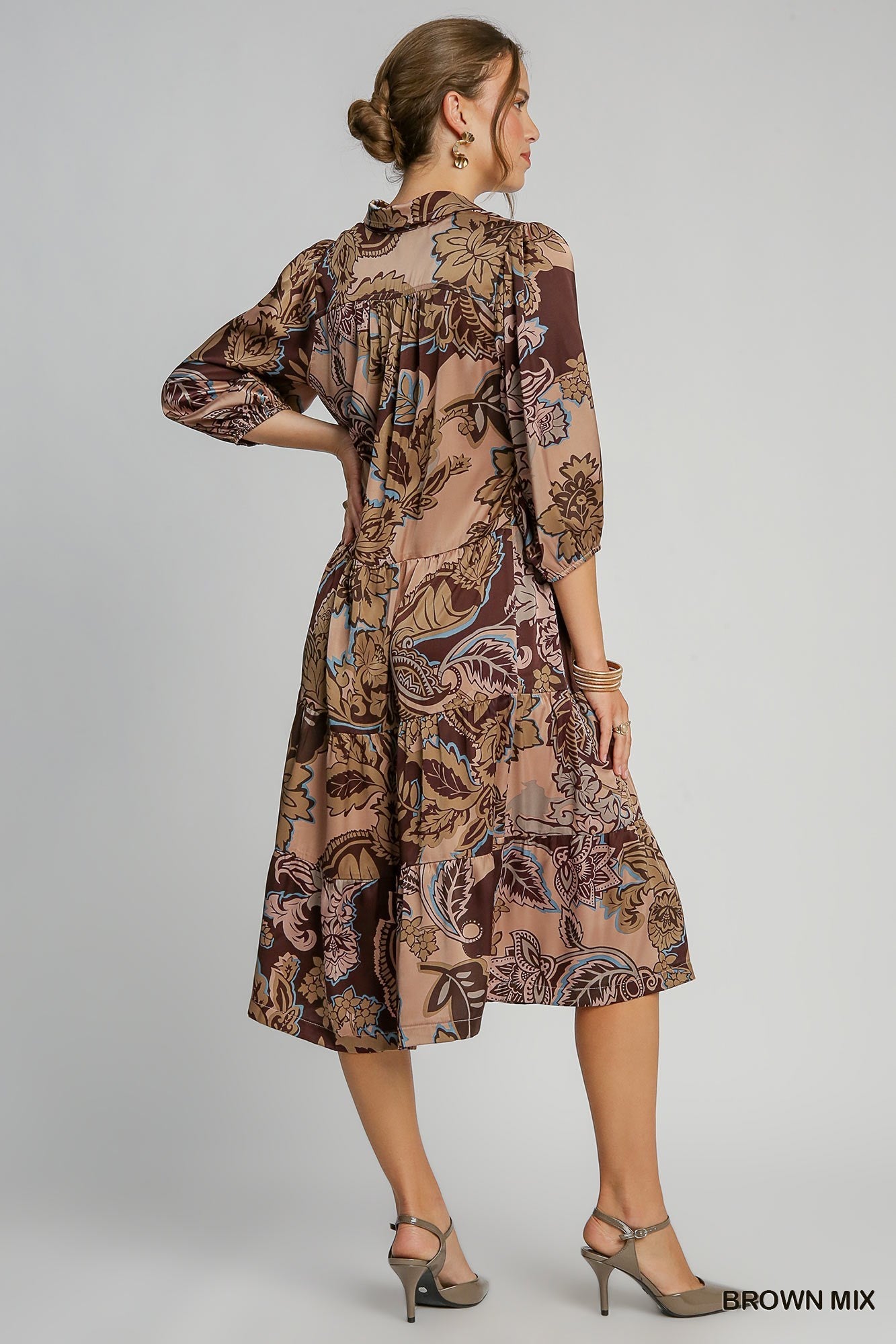 Paisley satin Midi Dress