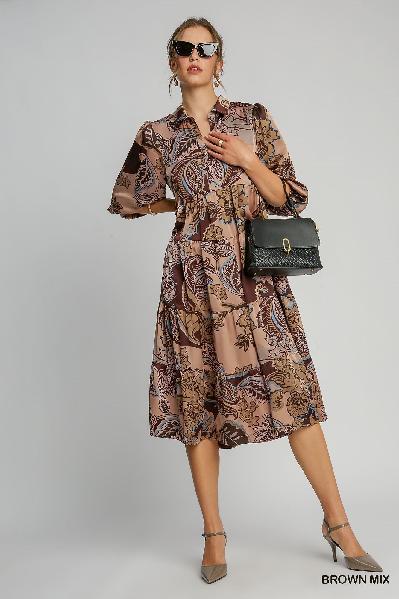 Paisley satin Midi Dress