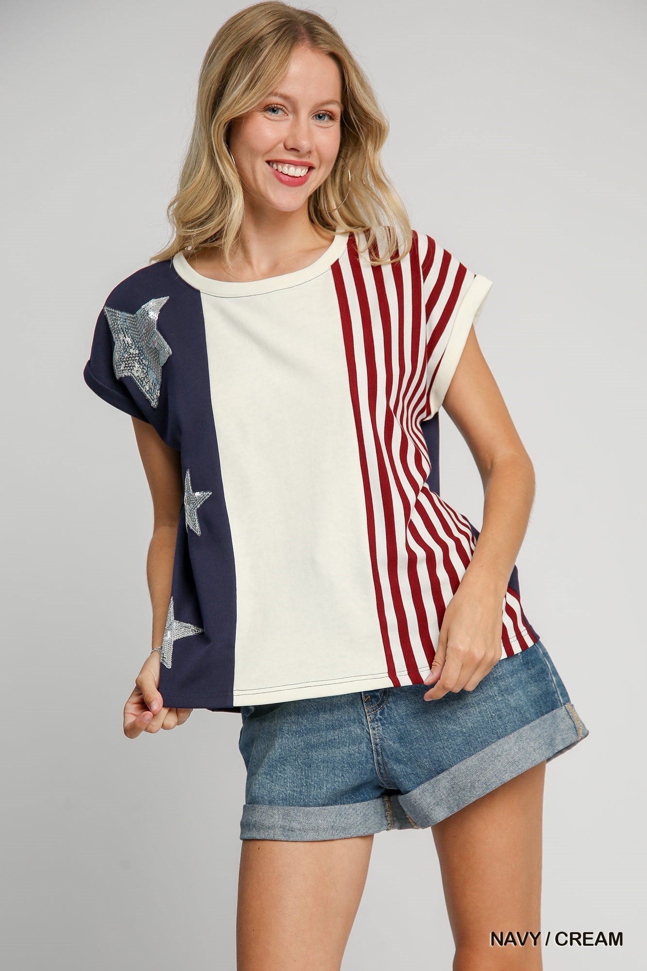 USA Flag Round Neck Top