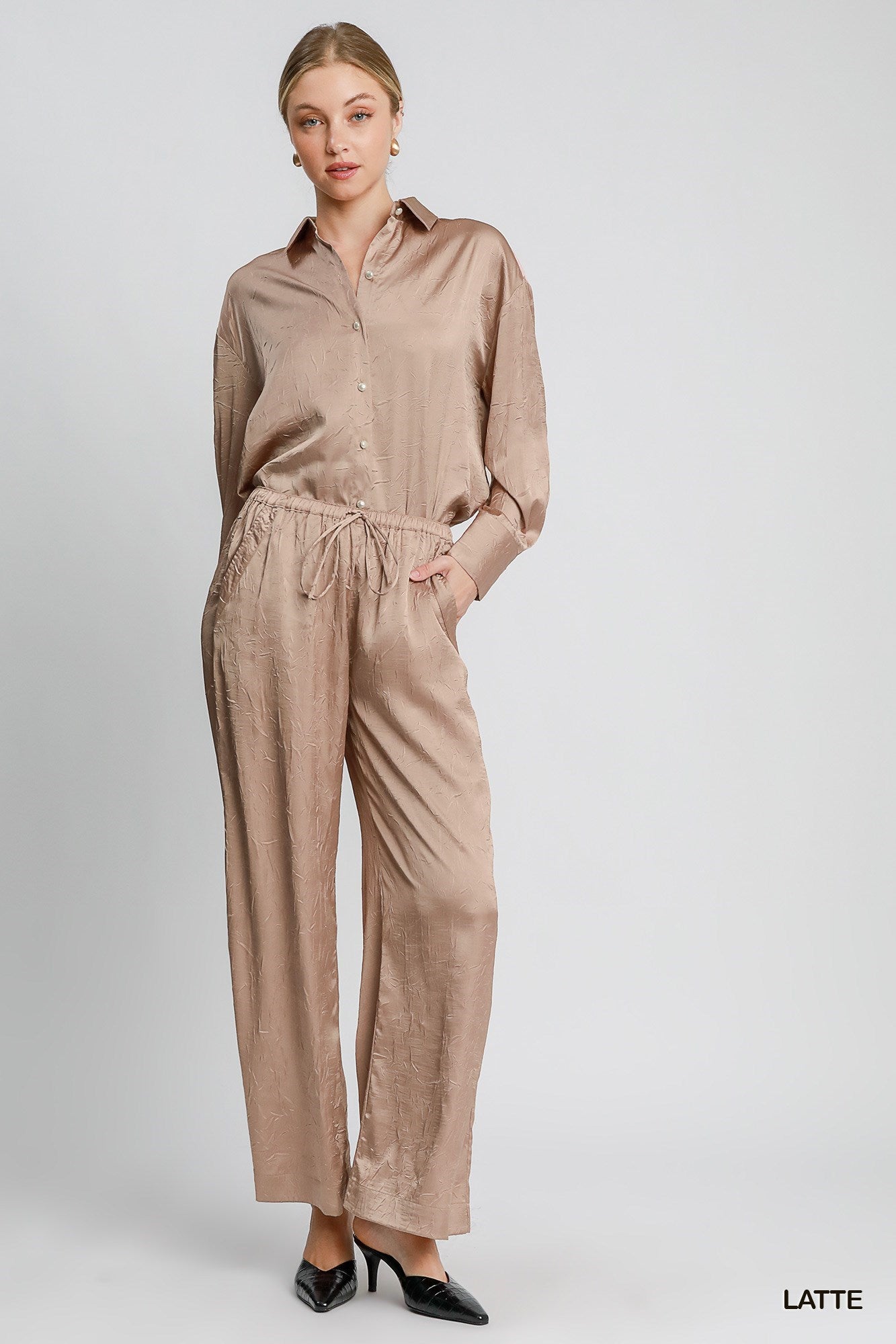 Wrinkled Wide Leg Pants