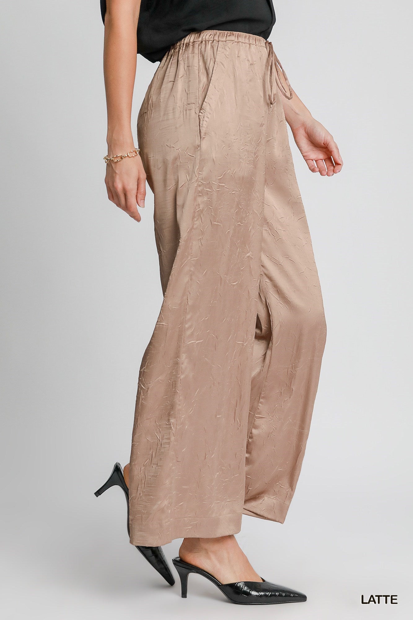 Wrinkled Wide Leg Pants