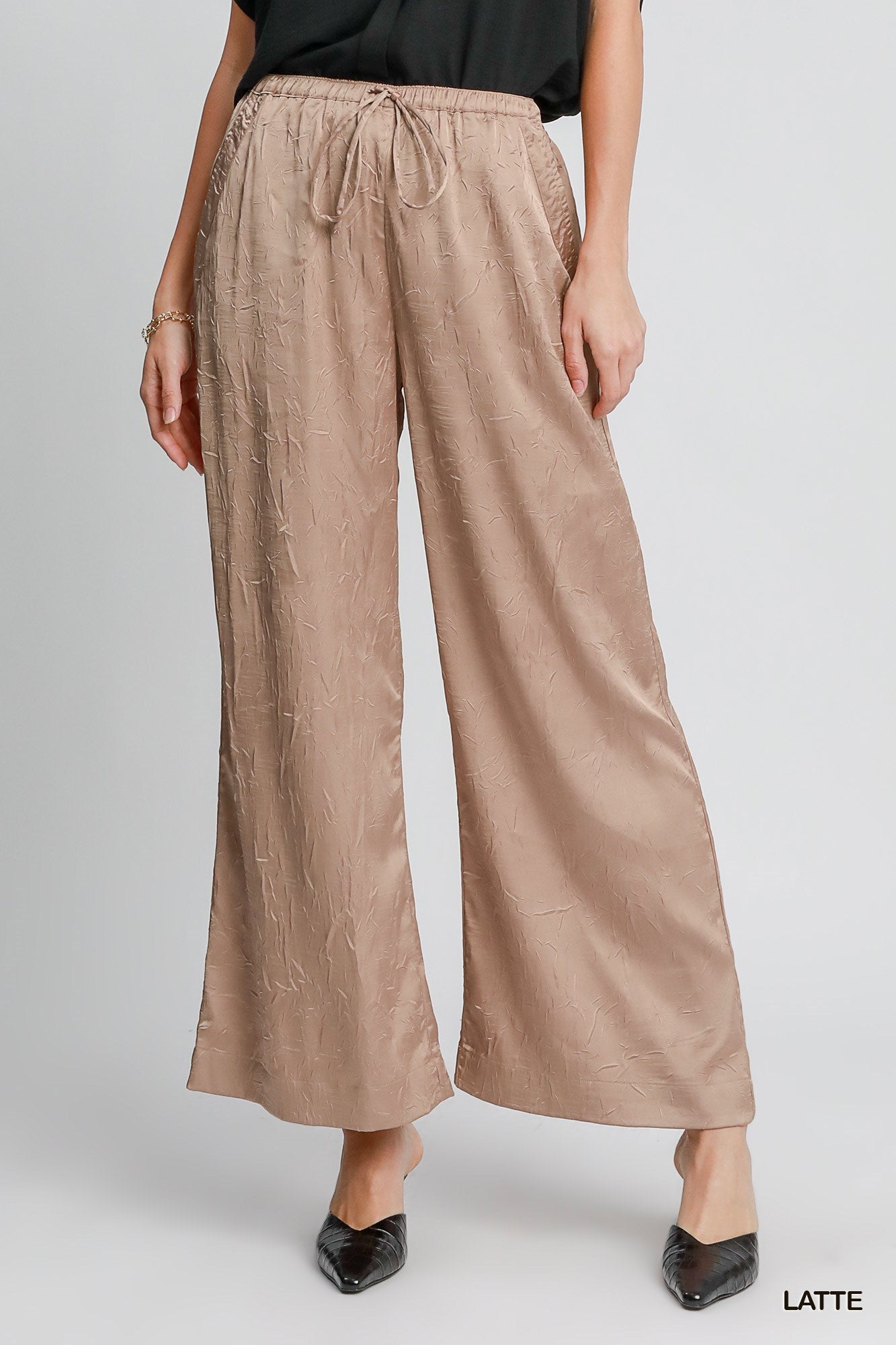 Wrinkled Wide Leg Pants