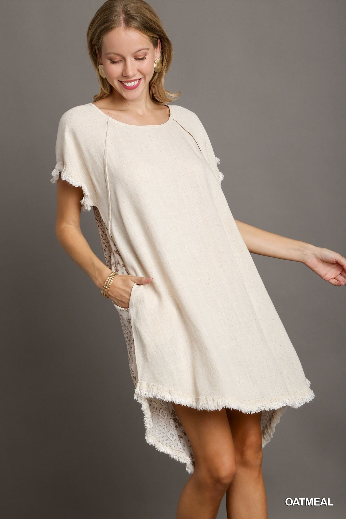 Linen High Low Hem Dress