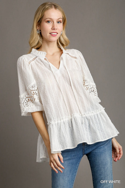 Swiss Dot Bell Top