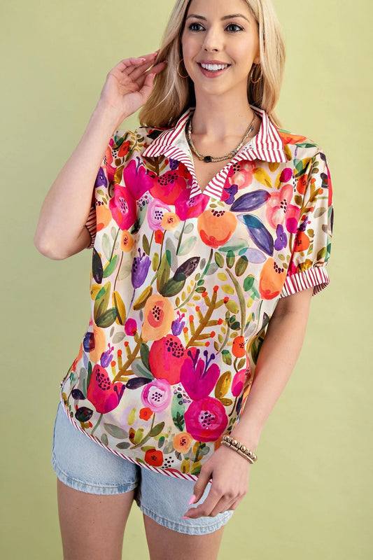 Floral Mock-Neck Top