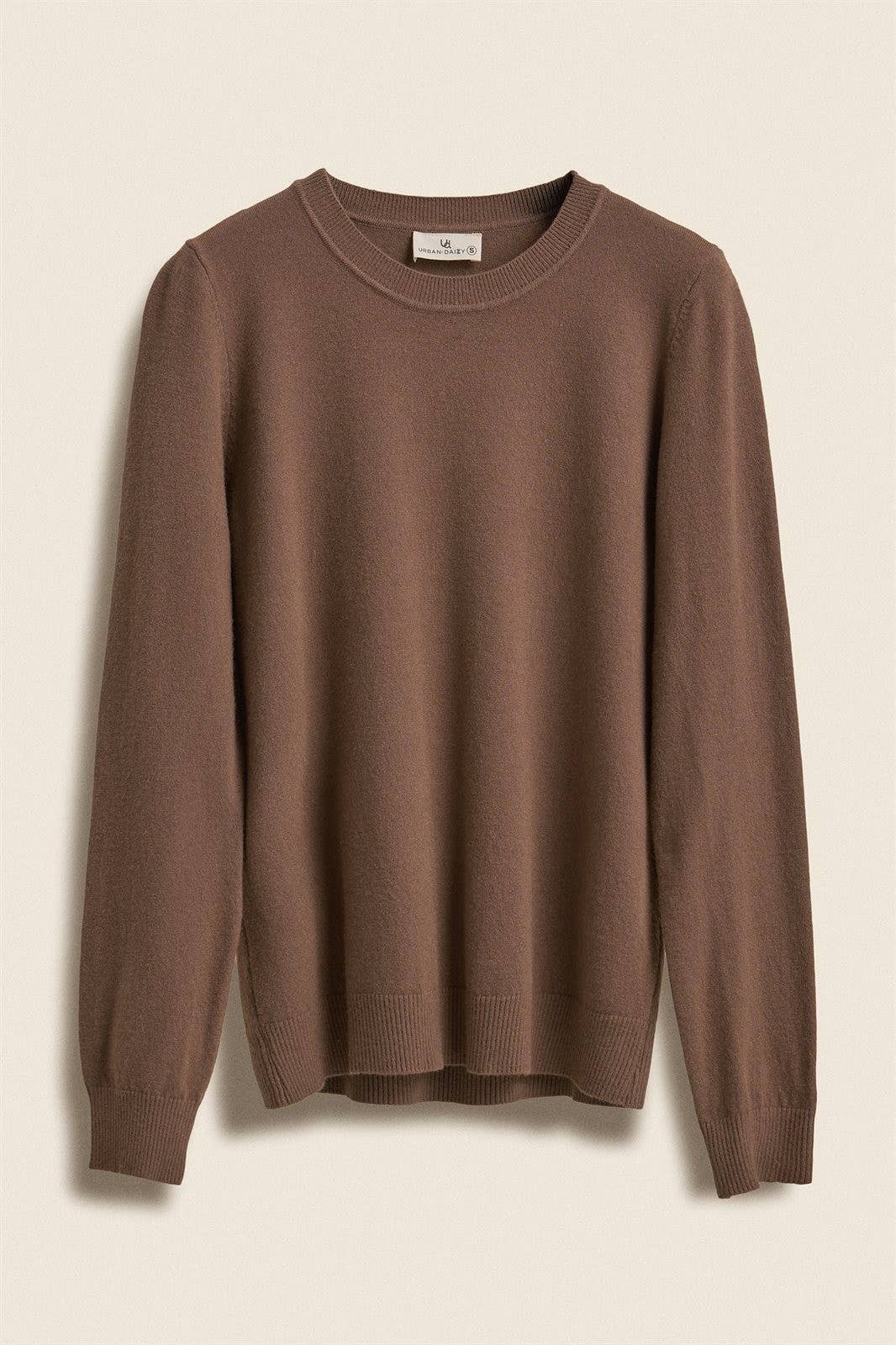 Soft Viscose Blend Crewneck Knit Pullover