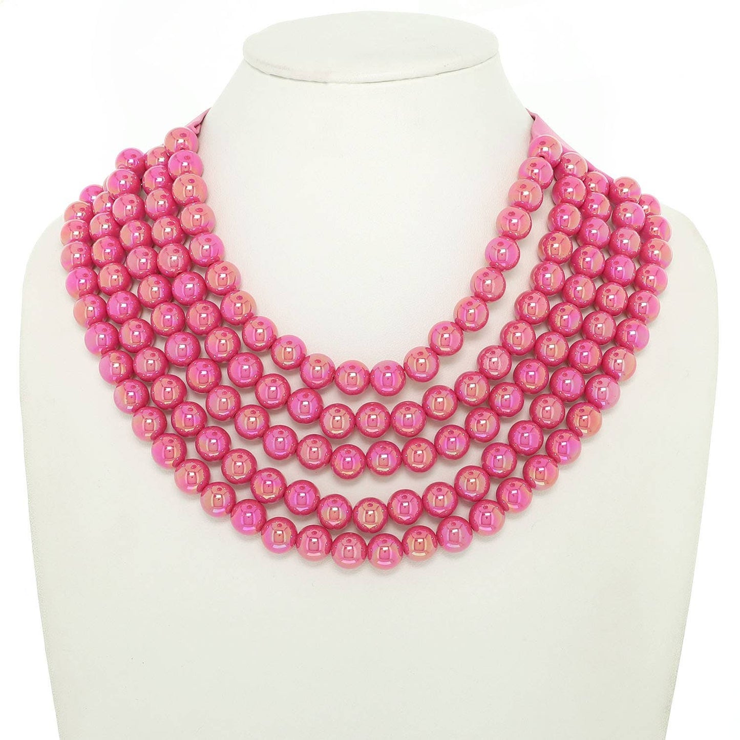 BLING METALLIC COLOR BEADED NECKLACE FAUX LEATHER MAGNETIC