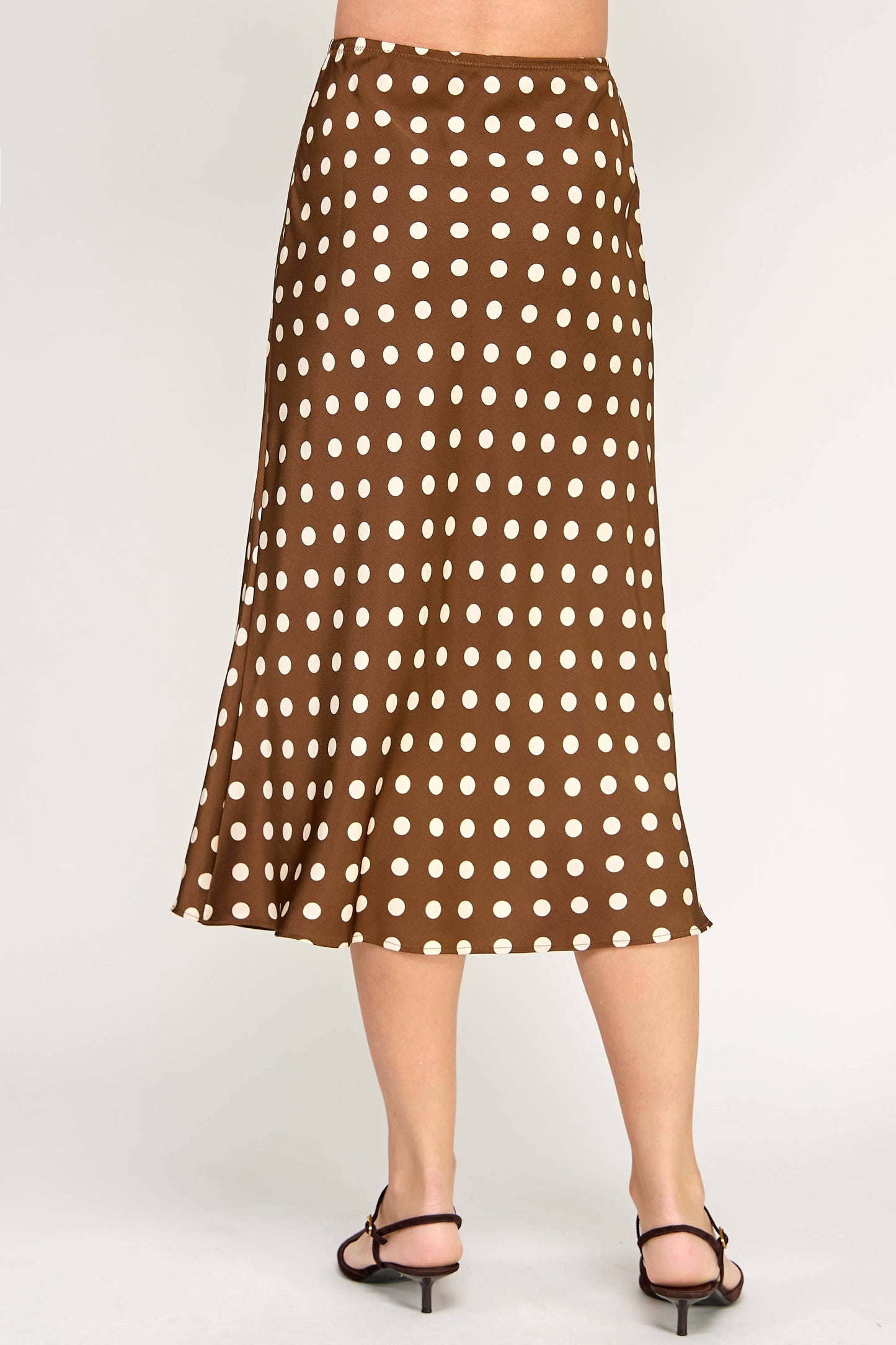 DOT MIDI SKIRT-COCOA CREAM