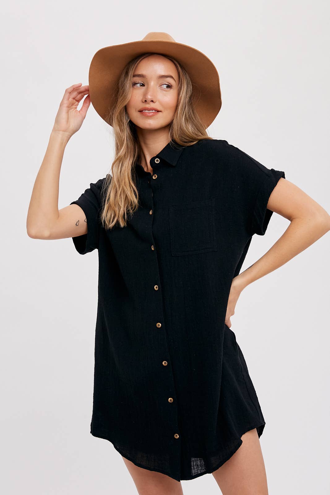 BUTTON UP SHIRT DRESS