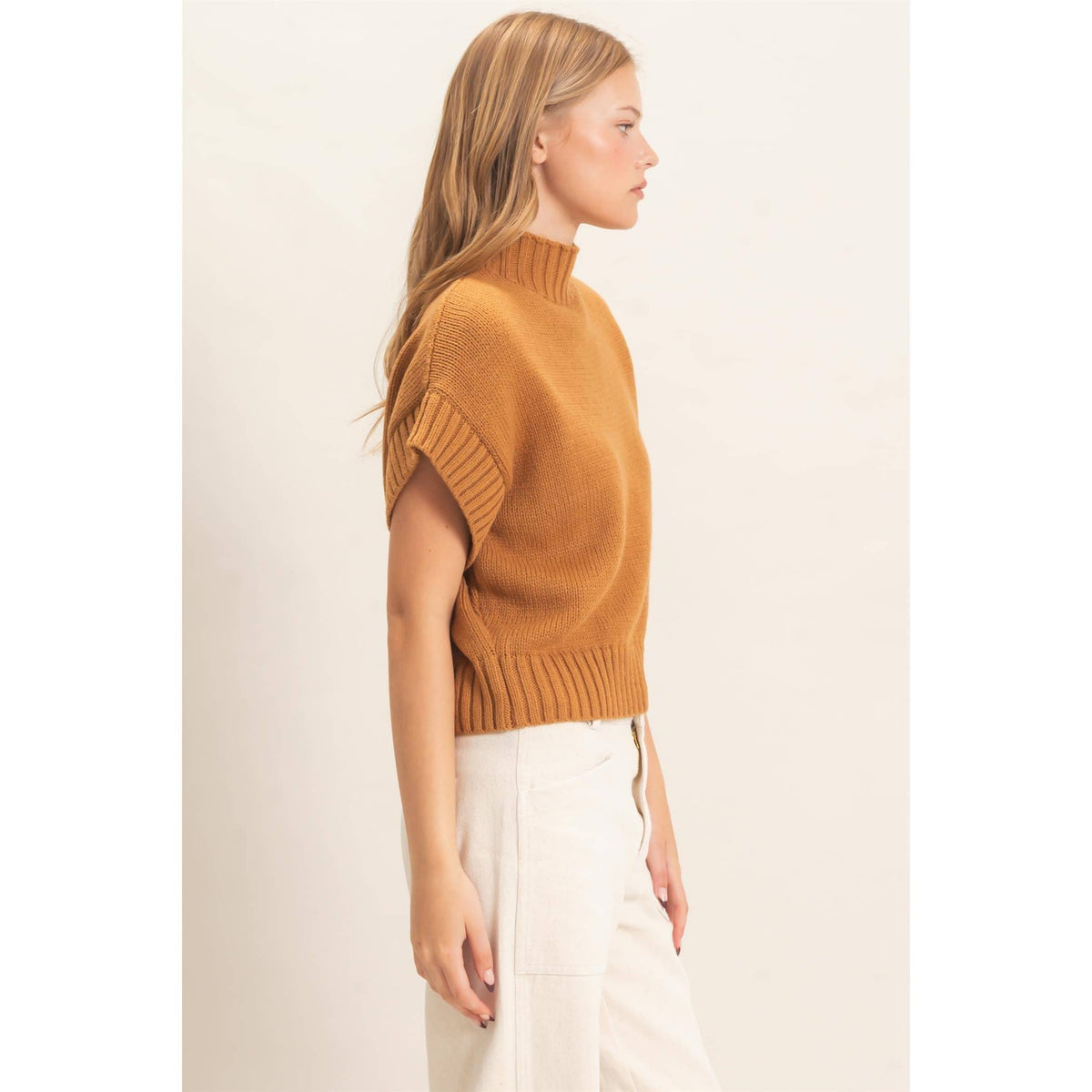 Ribbed Mock Neck Sweater Vest