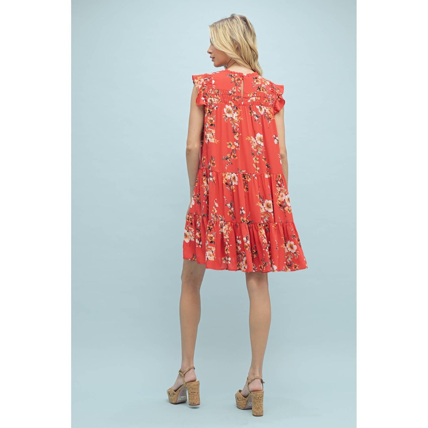 TIERED FLORAL MINI DRESS