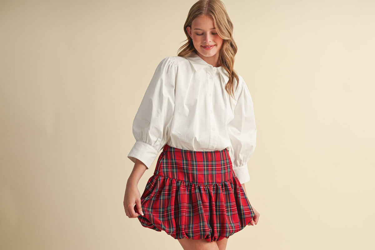 PUFF SLEEVE BUTTON DOWN TOP