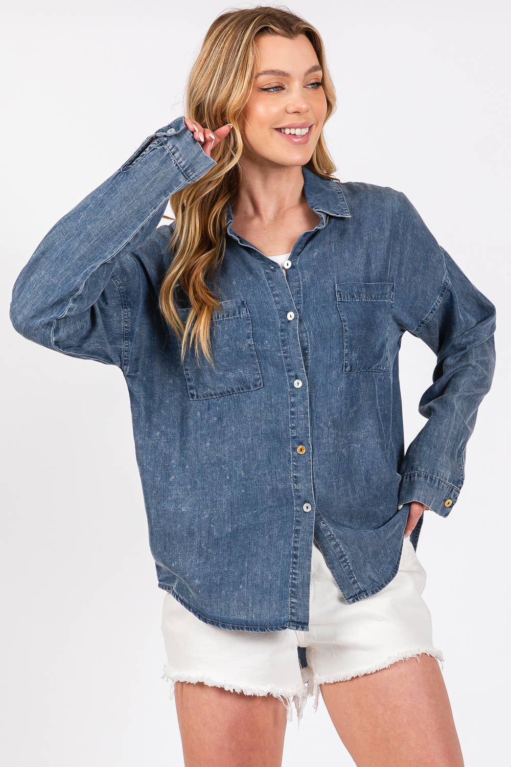 TENCEL DENIM BUTTON DOWN